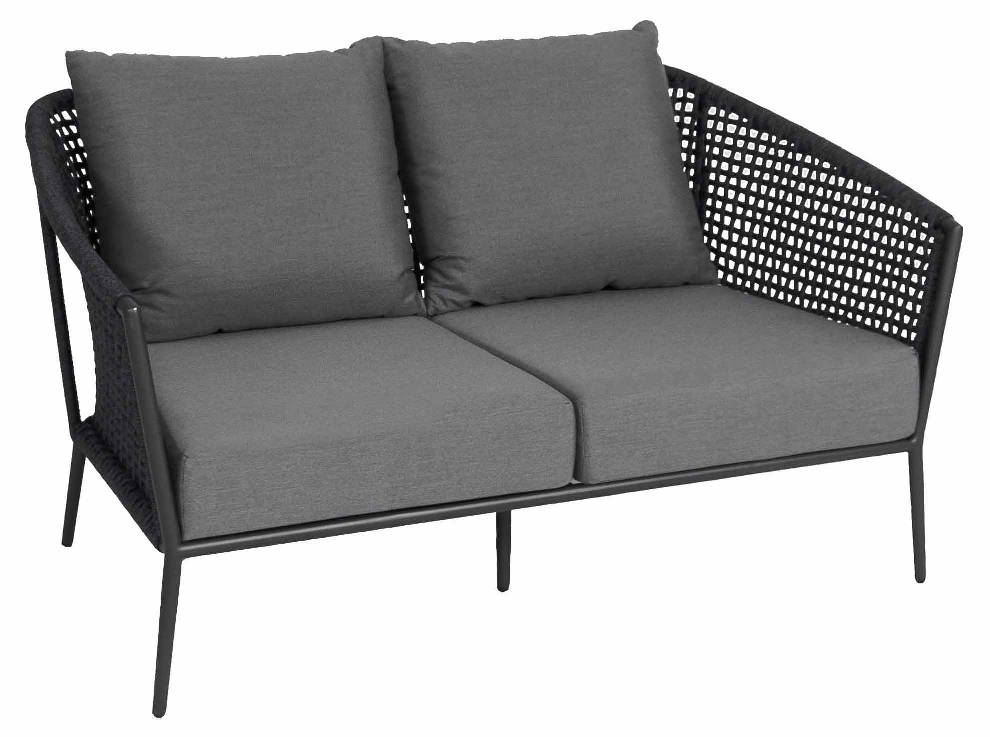 Jati & Kebon Safara 2-Sitzer Lounge Sofa, eisengrau/schwarz (open weaving),  Kissen cast slate